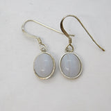 Pair of Sterling Silver & Blue Lace Agate Hook Earrings Vintage c1960