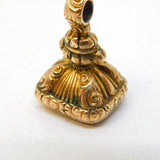 George III Gold Cased & Carnelian Agate Floral Chased Fob Seal Antique