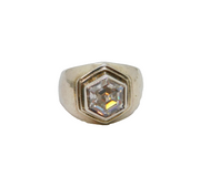 Sterling Silver White Topaz Hexagonal Studio Dress Ring Vintage c1970 Size K 1/2