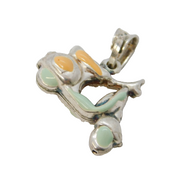 Sterling Silver Enamel Motorbike Charm Pendant Vintage c1970s