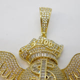Sterling Silver Gilt & Paste Set Winged Dollar Statement Medallion Pendant
