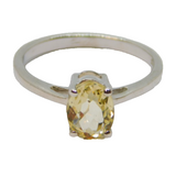 Sterling Silver Oval Citrine Solitaire Dress Ring Vintage c1970 Size N 1/2