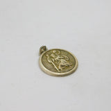 Sterling Silver Textured St Christopher Travel Charm Pendant Vintage c1970
