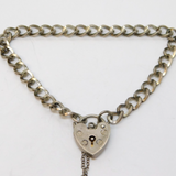 Sterling Silver Curb Link Charm Bracelet Heart Clasp Vintage 1971 London