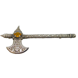 Scottish Sterling Silver Citrine Textured Celtic Axe Brooch Pin Vintage c1950