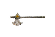 Scottish Sterling Silver Citrine Textured Celtic Axe Brooch Pin Vintage c1950