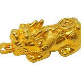 .999 Pure Silver Gilt Oriental Dragon Form Pendant Vintage c1980