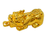 .999 Pure Silver Gilt Oriental Dragon Form Pendant Vintage c1980
