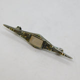 Sterling Silver Marcasite & Mother Of Pearl Art Deco Brooch Pin Antique c1930