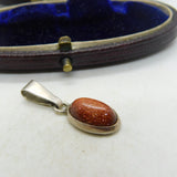 Sterling Silver Red Sparkly Glass Charm Pendant Vintage c1970