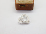 Sterling Silver Paste Set Heart Charm Pendant Vintage c1970