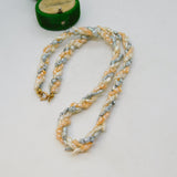 9ct Yellow Gold & Simulated Pearl Twisted Pattern Necklace Vintage c1980