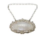 Sterling Silver Floral Pattern Sherry Decanter Label Vintage 1972 London