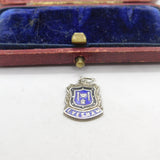 Sterling Silver and Enamel Evesham Travel Shield Charm Pendant Vintage c1970