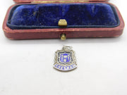 Sterling Silver and Enamel Evesham Travel Shield Charm Pendant Vintage c1970