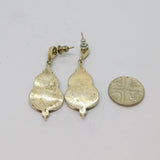 Pair of Sterling Silver Black Onyx & Marcasite Deco Drop Earrings Antique c1930