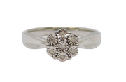 Sterling Silver 7 Stone Diamond Flower Cluster Ring Vintage c1970 Size N 1/2