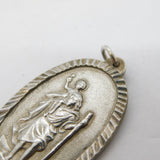 Sterling Silver Large Oval St Christopher Pendant Vintage London