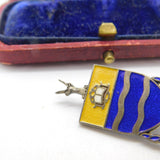 South Africa Sterling Silver & Enamel Wits Univeristy Crested Brooch Antique
