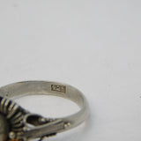 Sterling Silver, Gold & Cabochon Moonstone Dress Ring Vintage c1960