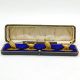 Boxed Set of Sterling Silver Gilt Partridge & Pheasant Menu Holders Antique