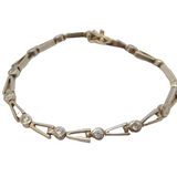 Sterling Silver Spinel Set Arrow Form Bracelet Vintage c1970 18cm Length