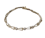 Sterling Silver Spinel Set Arrow Form Bracelet Vintage c1970 18cm Length