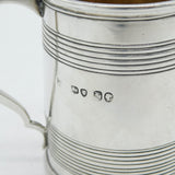 Victorian Sterling Silver Lined Pattern Christening Mug Antique 1843 London