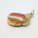 Victorian Gold Plated Floral Pattern Bloodstone & Agate Spinner Fob Antique