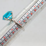 Sterling Silver Teal Blue Crystal Cocktail Band Ring Vintage c2000 Size Q