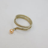 Sterling Silver Spinel & Pearl Wrap Around Dress Ring Modern c1990 Size S 1/2