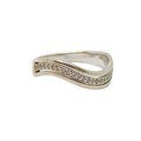Sterling Silver Multi-Stone Spinel Wave Front Band Ring Modern c1990 Size R 1/2
