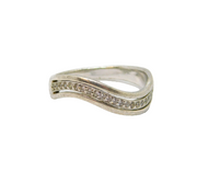 Sterling Silver Multi-Stone Spinel Wave Front Band Ring Modern c1990 Size R 1/2