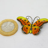Sterling Silver & Colourful Enamel Butterfly Brooch Pin Antique c1940 Art Deco