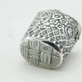 Sterling Silver Floral Wicker Basket Pin Cushion Vintage c1970s