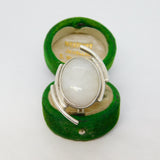 Mexican Sterling Silver & Milky Quartz Statement Ring Vintage c1980 Birmingham
