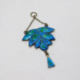 Art Nouveau Sterling Silver & Enamel Floral Lavalier Pendant Antique c1890