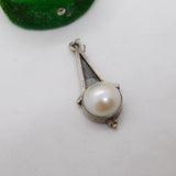 Sterling Silver Pearl Drop Charm Pendant Vintage c1970