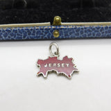 Sterling Silver & Enamel Jersey Outline National Charm Pendant Vintage c1970