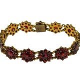 Austro-Hungarian Silver Gilt & Bohemian Garnet Floral Panel Bracelet Antique