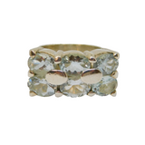 Sterling Silver 6 Blue Topaz Graduating Band Statement Ring Modern c2000 Size P