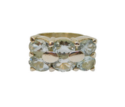 Sterling Silver 6 Blue Topaz Graduating Band Statement Ring Modern c2000 Size P