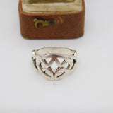 Sterling Silver Celtic Knot Pattern Band Ring Vintage c1970 Size M UK