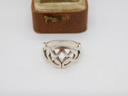 Sterling Silver Celtic Knot Pattern Band Ring Vintage c1970 Size M UK