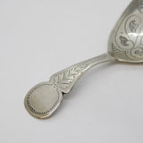 Scottish Victorian Sterling Silver Floral Pattern Tea Caddy Spoon Antique Perth