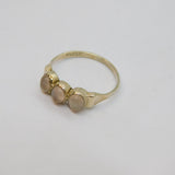 Sterling Silver Triple Cabochon Rose Quartz Dress Ring Vintage c1970 Size L