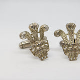 Pair of Sterling Silver Prince of Wales Feathers Gents Cufflinks Vintage c1970