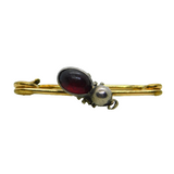 Victorian 9ct Gold & Silver Garnet Set Flea Insect Brooch Antique c1890