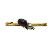 Victorian 9ct Gold & Silver Garnet Set Flea Insect Brooch Antique c1890