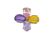 Sterling Silver Multi-Colour Paste Set Flower Charm Pendant Vintage c1970